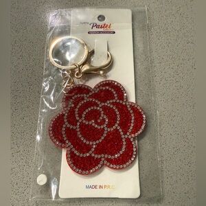 Sparkling Red Rose Key Holder Rhinestone